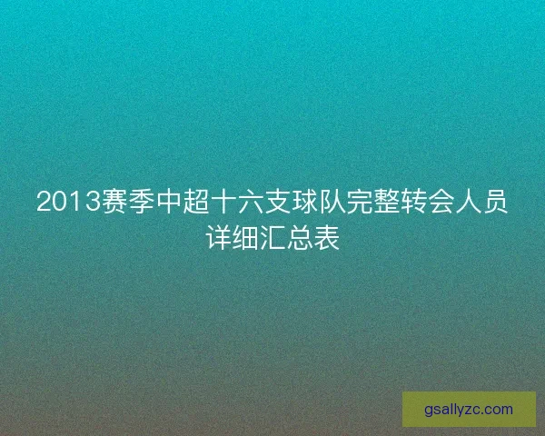 2013赛季中超十六支球队完整转会人员详细汇总表