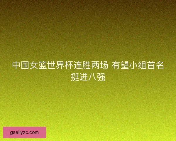 中国女篮世界杯连胜两场 有望小组首名挺进八强