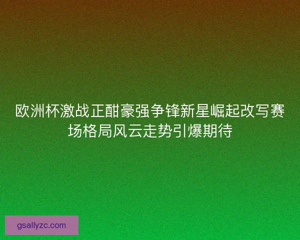 欧洲杯激战正酣豪强争锋新星崛起改写赛场格局风云走势引爆期待 欧洲杯激战正酣豪强争锋新星崛起改写赛场格局风云走势引爆期待