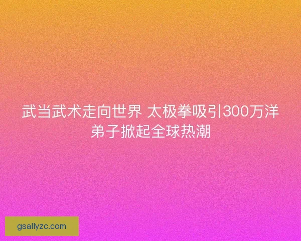 武当武术走向世界 太极拳吸引300万洋弟子掀起全球热潮 武当武术走向世界 太极拳吸引300万洋弟子掀起全球热潮