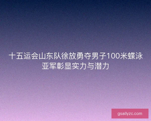 十五运会山东队徐放勇夺男子100米蝶泳亚军彰显实力与潜力